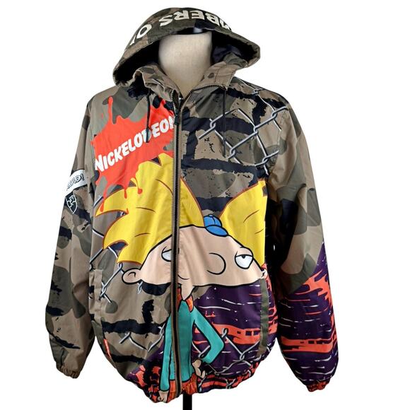 Members Only x Nickelodeon Hey Arnold Gerald Puffer Coat Jacket L Retro Allover - Picture 1 of 8